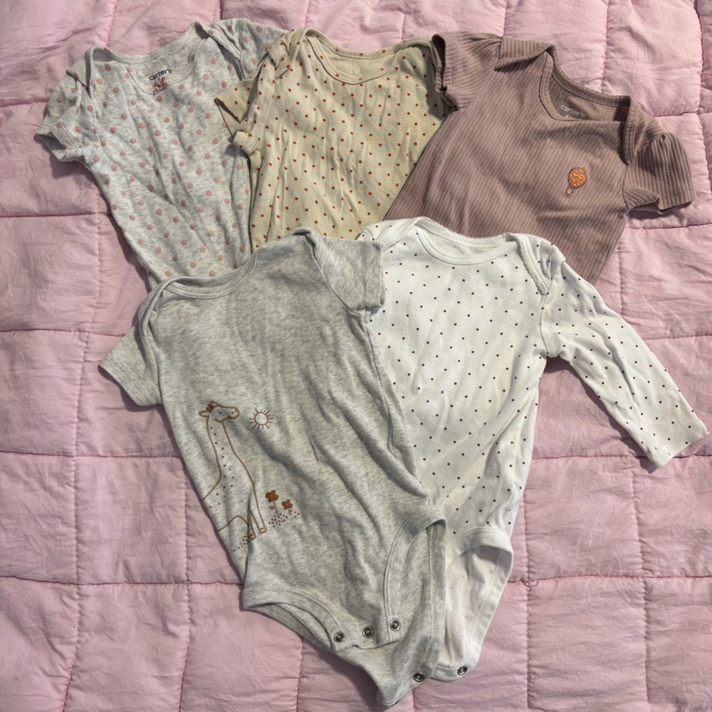 Carter's Purple and White Bodysuits Soft and Stylish One Pieces